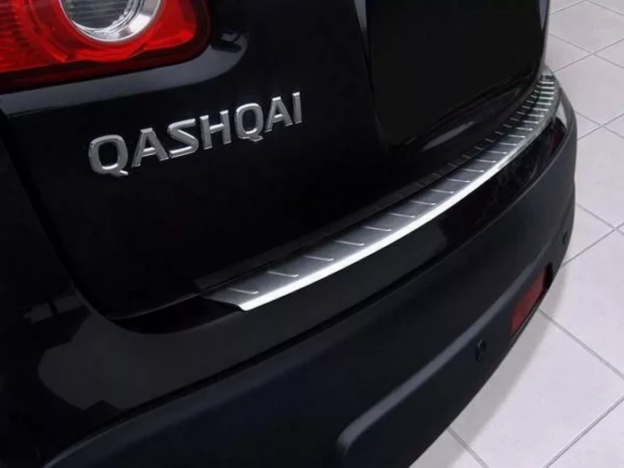 Накладка на задний бампер Nissan Qashqai I (J10; 07-13) - Avisa (стальная) 2
