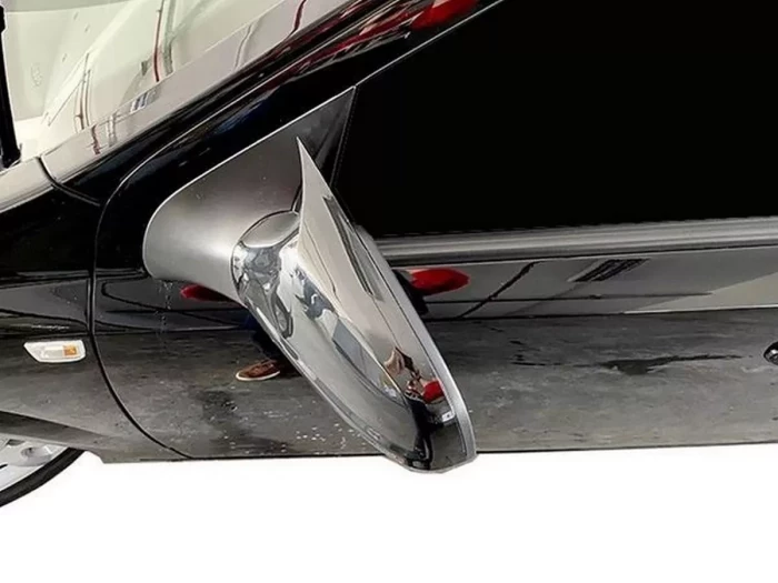 Накладки на зеркала Opel Astra H (10-14) - Bat стиль (чёрные) 3