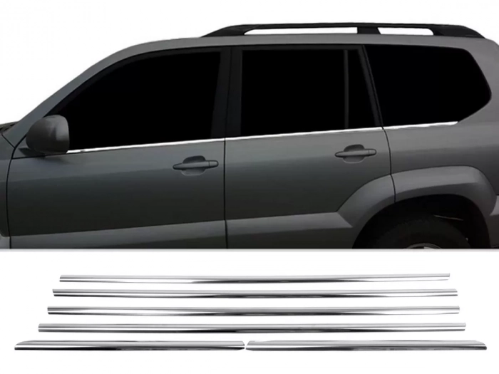 Хром нижние молдинги окон Toyota LC J120 Prado III (02-09) - Carmos 1