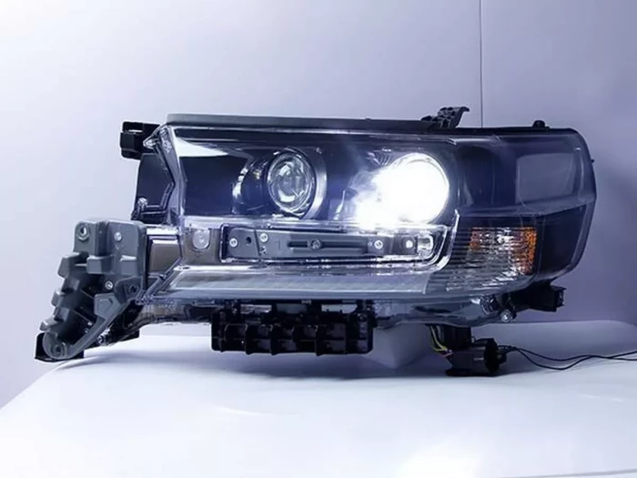 Фары линзовые Toyota LC 200 (16-21) - LED DRL чёрные 4