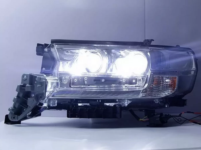 Фари лінзові Toyota LC 200 (16-21) - LED DRL хром 5