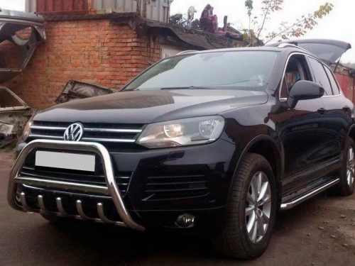 Кенгурятник VW Touareg II (7P; 11-18) - с грилем 2