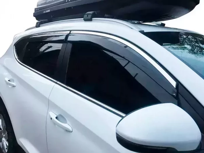 Дефлекторы окон Hyundai Tucson III (TL; 16-21) - Hawk (с хром молдингом) 4