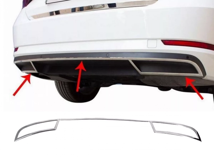 Хром накладки на задний диффузор Skoda Superb III (3V; 15-24) - Carmos 1