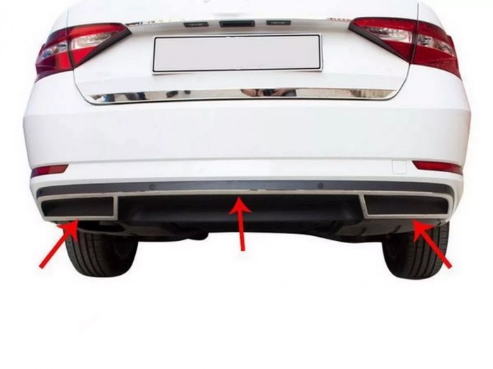 Хром накладки на задний диффузор Skoda Superb III (3V; 15-24) - Carmos 3