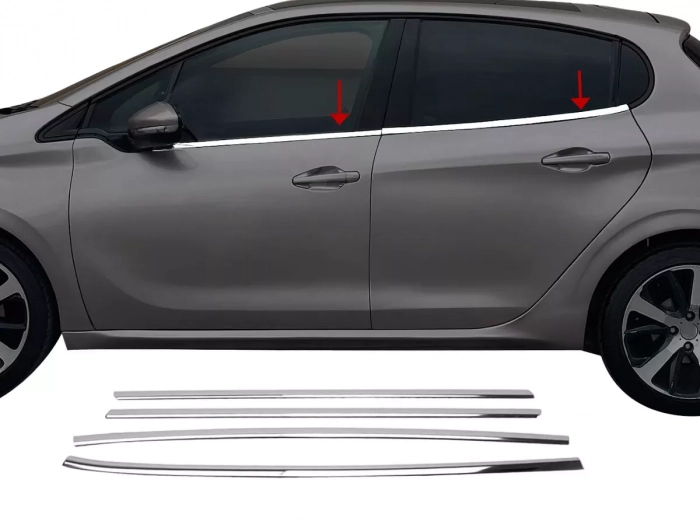 Хром нижні молдинги вікон Peugeot 208 (12-19) Htb 1