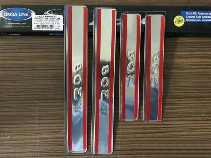 Накладки на пороги Peugeot 308 I (T7; 07-13) 5D - Omsa 3