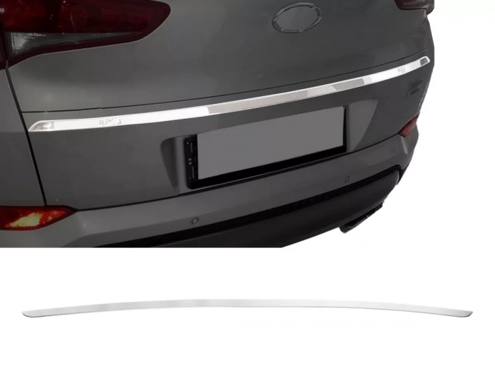 Хром накладка над номером Hyundai Tucson III (TL; 16-18) - Carmos (длинная) 1