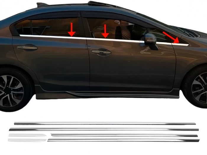 Хром нижние молдинги окон Honda Civic IX (12-15) Sedan 1