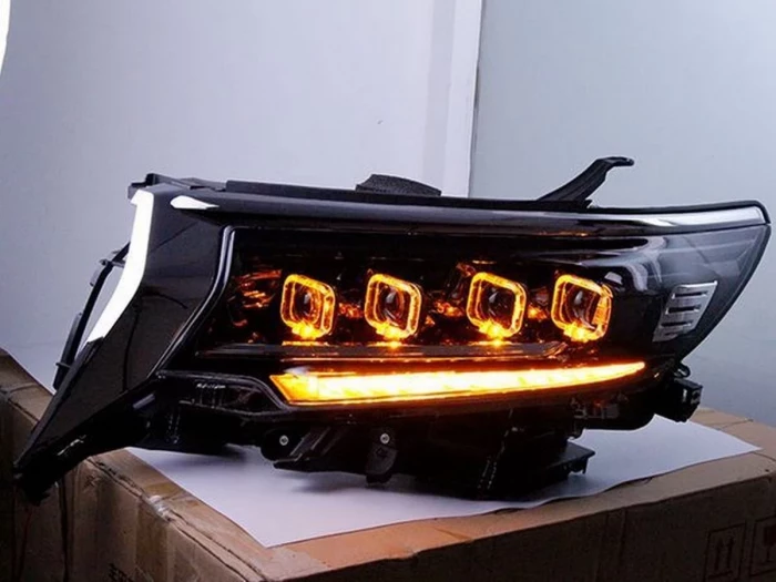 Фары Toyota LC J150 Prado IV (18-23) - 4-LED DRL (черные) 7