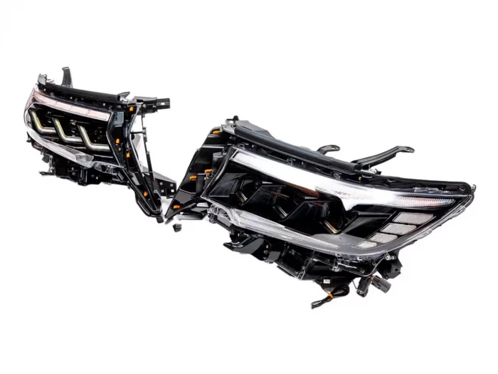 Фары Toyota LC J150 Prado IV (18-23) - 3-LED DRL (черные) 7