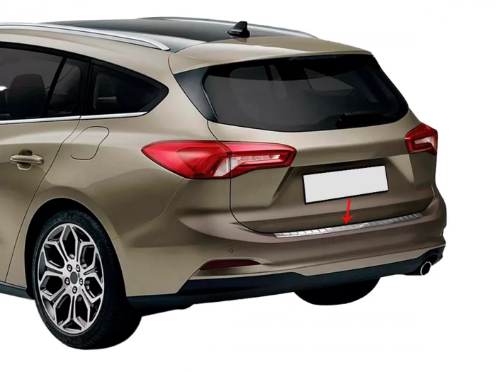 Накладка на задній бампер Ford Focus IV (18-25) Універсал - Omsa (срібна) 4