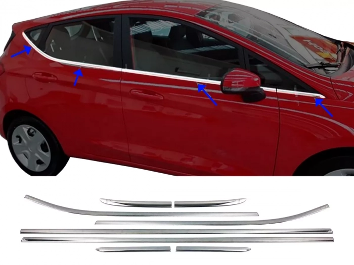 Хром нижние молдинги окон Ford Fiesta Mk8 (17-23) Htb 1