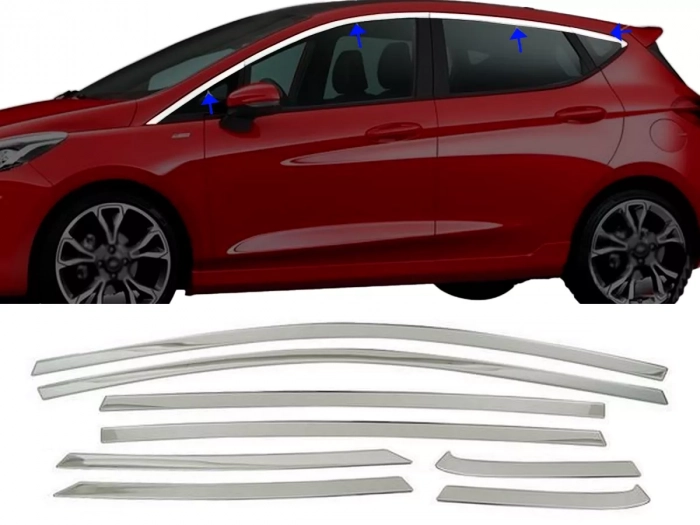 Хром верхние молдинги окон Ford Fiesta Mk8 (17-23) Htb 1