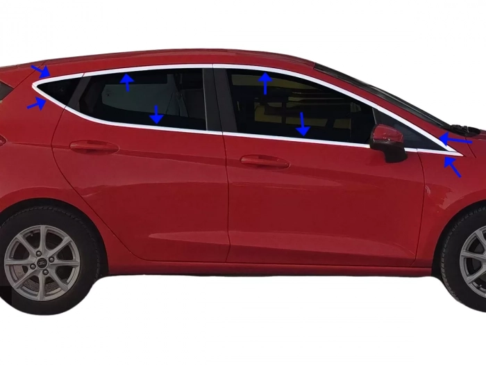 Хром полные молдинги окон Ford Fiesta Mk8 (17-23) Htb 1