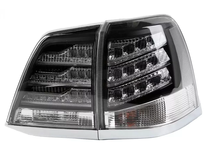 Фонари задние Toyota LC200 (07-15) - Lexus 2012 стиль чёрные 2