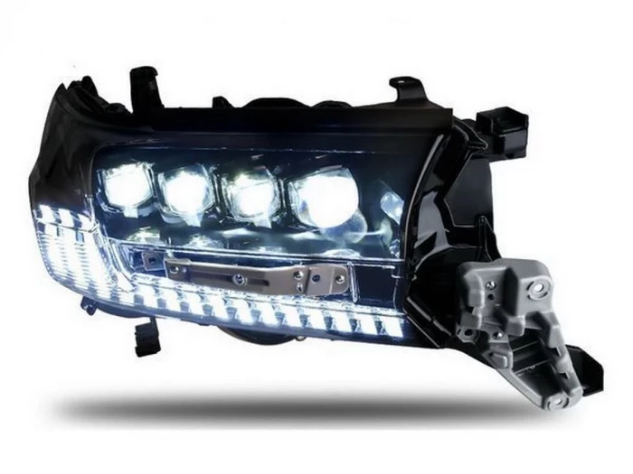 Фары Toyota LC 200 (16-21) - DRL 4 LED черные 3