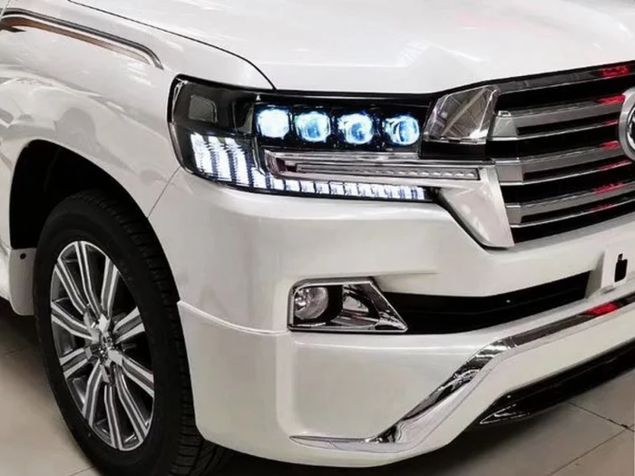 Фары Toyota LC 200 (16-21) - DRL 4 LED черные 7