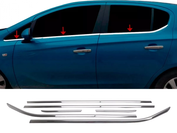 Хром нижні молдинги вікон Opel Corsa E (14-19) 5D Htb 1