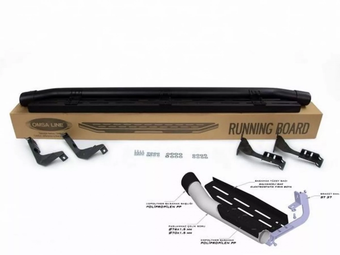 Пороги боковые Nissan Navara NP300 (D23; 15-) - Amazon Black 3