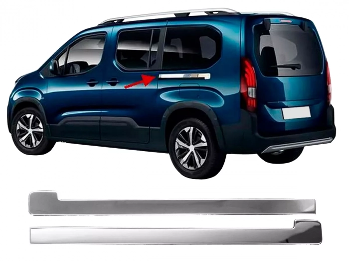 Хром молдинг під зсувні двері Peugeot Partner III / Rifter (18-) 1