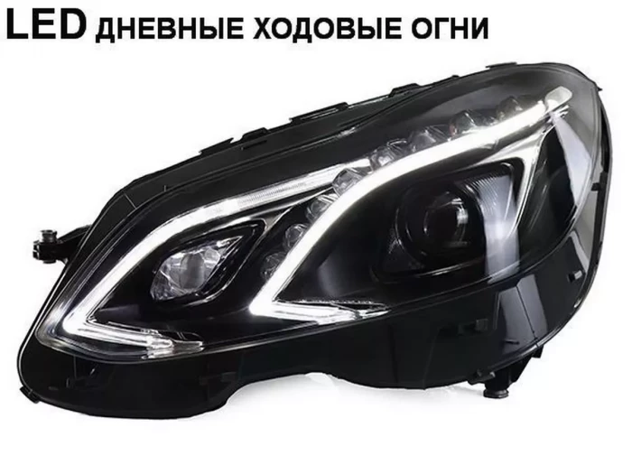 Фары Mercedes E W212 (13-16) - DRL диодные чёрные 2