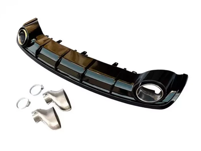 Дифузор заднього бампера Audi A6 C7 (14-18) рестайлінг - RS6 стиль (чорний) 2