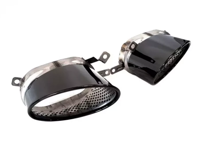 Дифузор заднього бампера Audi A6 S-Line C7 (14-18) рестайлінг - RS6 стиль (чорні насадки) 3