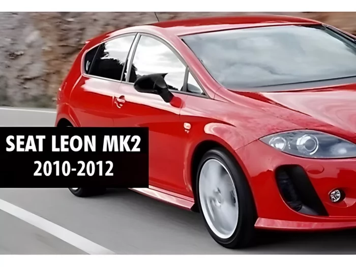 Накладки на зеркала Seat Ibiza IV (6J; 08-17) / Leon II (1P; 09-12) - Bat стиль (чёрные) 7