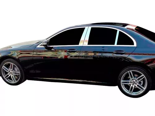 Хром молдинги дверных стоек Mercedes E W213 (20-23) Sedan 3