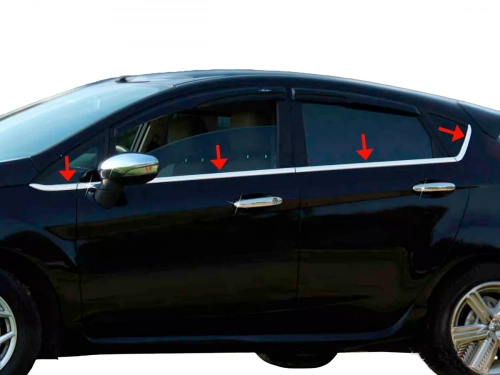 Хром нижні молдинги вікон Ford Fiesta Mk7 (08-16) 5D - Omsa Line 1