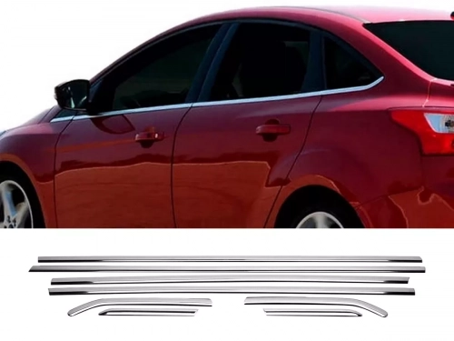 Хром нижні молдинги вікон Ford Focus III (C346; 11-18) Седан - Omsa Line 1