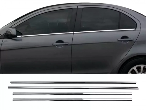 Хром нижні молдинги вікон Mitsubishi Lancer X (07-15) - Omsa 1