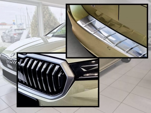 Накладка на задній бампер Skoda Superb IV (3Y; 2024+) Універсал - Avisa (срібна) 7