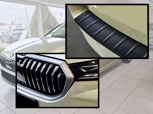 Накладка на задній бампер Skoda Superb IV (3Y; 24-) Універсал - Avisa (чорна) 7