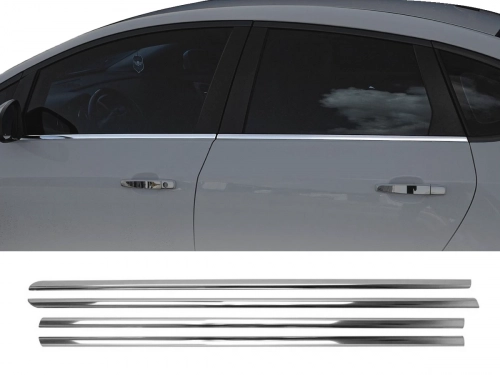 Хром нижні молдинги вікон Opel Astra H (04-14) Sedan - Omsa 1