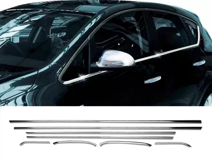 Хром нижние молдинги окон Opel Astra J (09-15) 5D Htb - Omsa 1