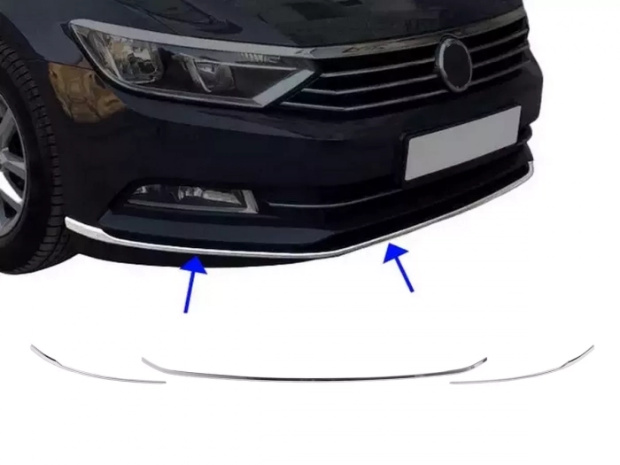 Хром накладки на передній бампер VW Passat B8 (3G; 15-19) - Omsa 1