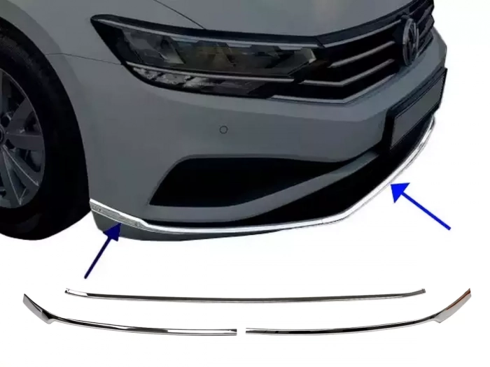 Хром молдинг переднього бампера VW Passat B8.5 (19-22) - Omsa 1