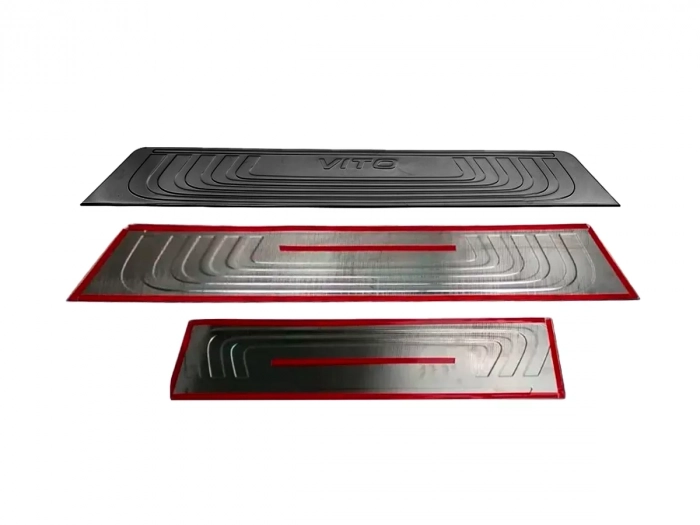 Хром накладки на внутренние пороги Mercedes Vito / V W447 (14-) - чёрные (3 шт) 3