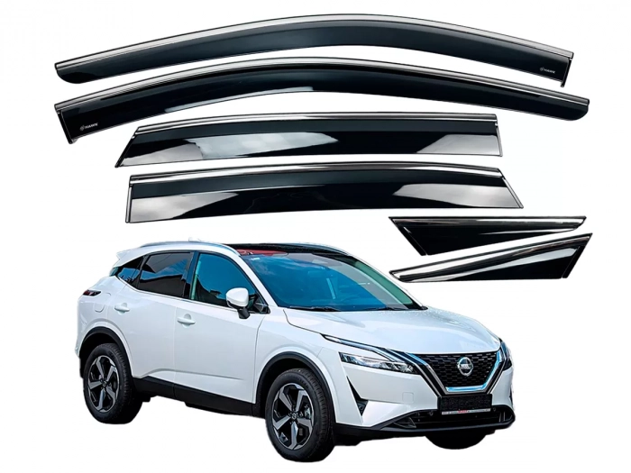 Вітровики Nissan Qashqai III (J12; 21-) - Hawk (з хром молдингом) 6 шт 1