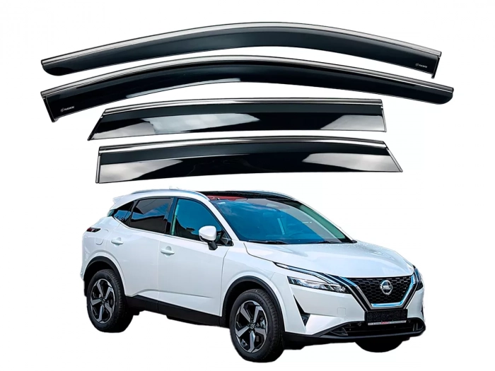 Вітровики Nissan Qashqai III (J12; 21-) - Hawk (з хром молдингом) 4 шт 1