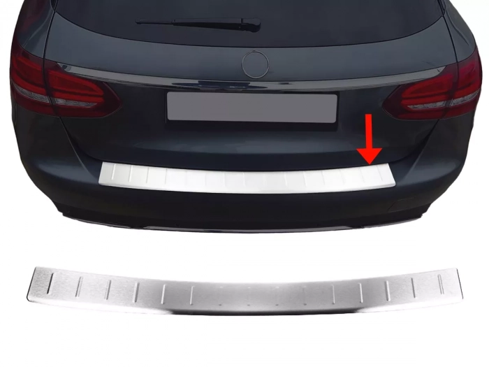 Накладка на задний бампер Mercedes C S205 (14-21) Универсал - Omsa (серебряная) 1