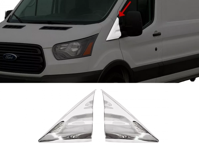 Хром на трикутники дзеркал Ford Transit IV (14-) 1