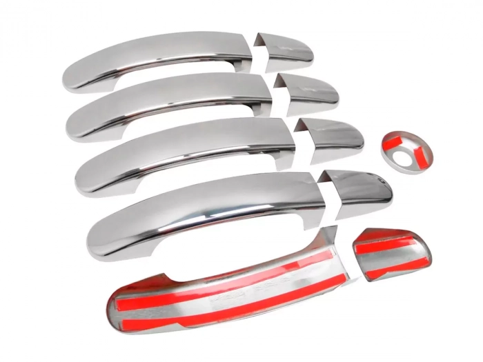 Хром накладки на ручки + замок Ford Transit IV (14-/20-) - Omsa (5 шт) 2
