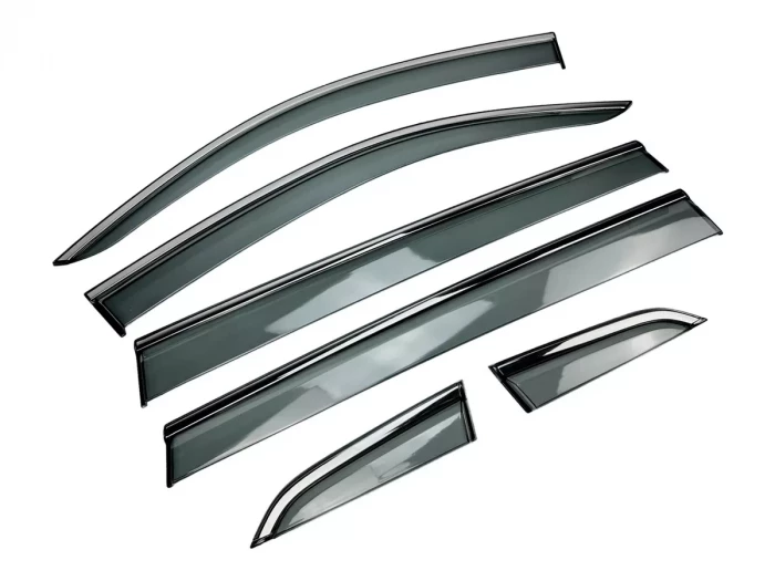 Ветровики VW Tiguan Allspace / USA (17-23) - Hawk (с хром молдингом) 6 шт 2