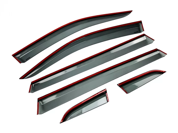 Ветровики VW Tiguan Allspace / USA (17-23) - Hawk (с хром молдингом) 6 шт 3