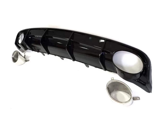 Дифузор заднього бампера Audi A6 S-Line C7 (14-18) рестайлінг - RS6 стиль (хром насадки) 3