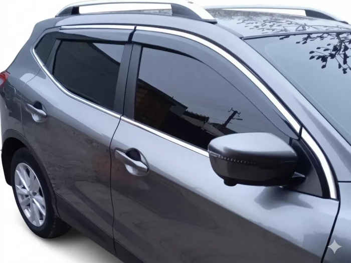 Дефлектори вікон Nissan Qashqai II (J11; 14-21) - Hawk (з хром молдингом) 5