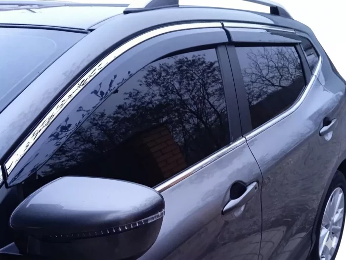 Дефлектори вікон Nissan Qashqai II (J11; 14-21) - Hawk (з хром молдингом) 7
